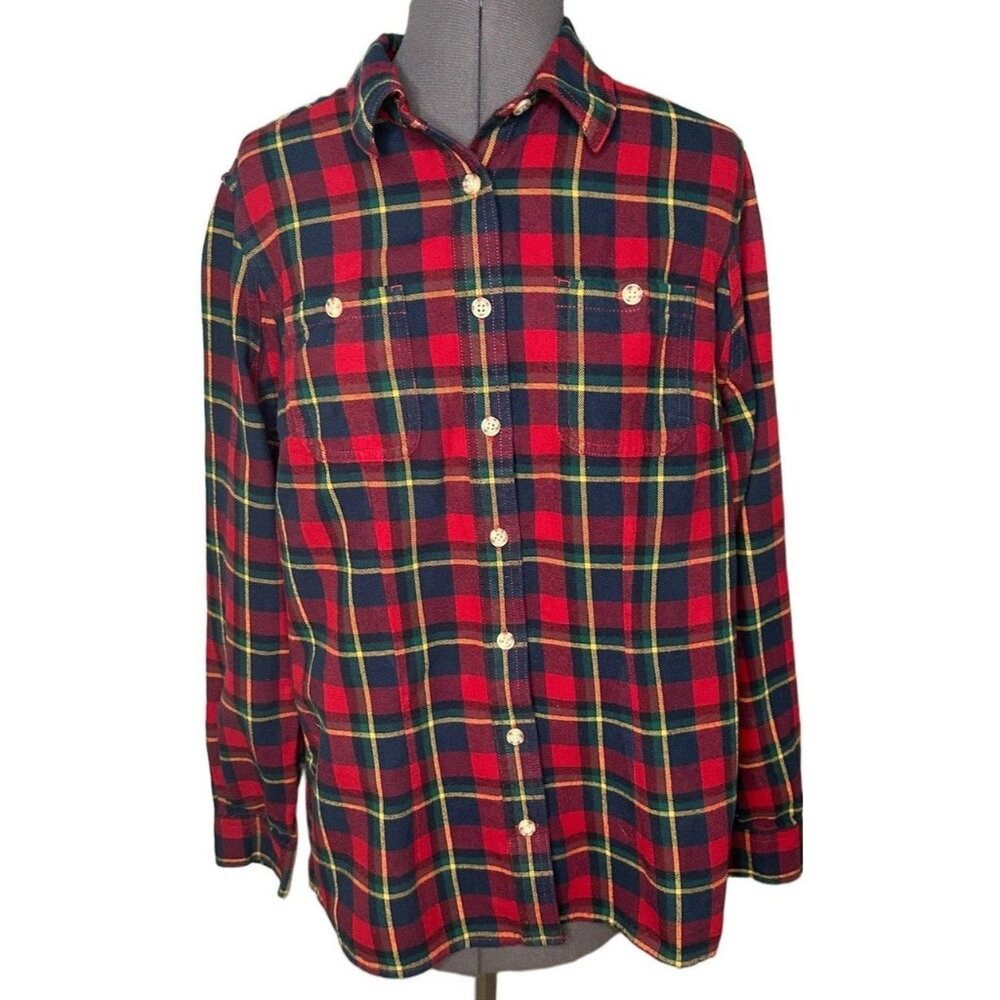 Duluth Trading Co‎ Women’s Red Plaid Flannel Shirt Cotton Size Small Christmas